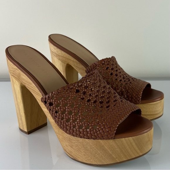 NEW VERONICA BEARD WOVEN PLATFORM MULES - Picture 2 of 15